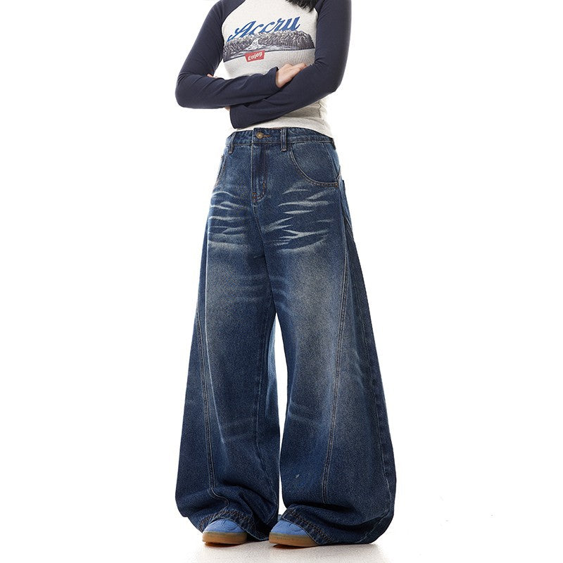 【2color】極太ワイドデニムパンツ ストリート系 バギージーンズ SS-000325