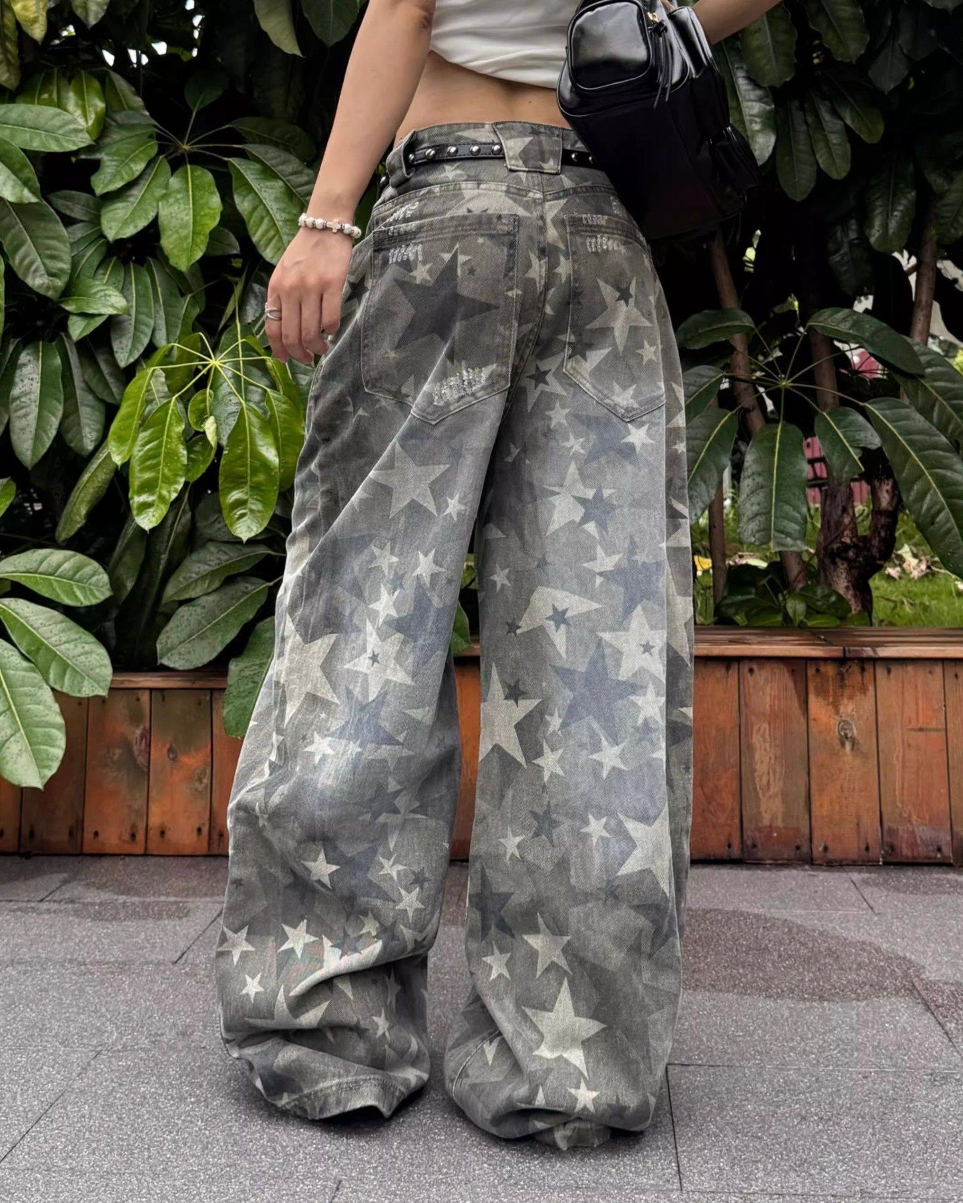 スターデザインワイドデニムパンツ znk000178