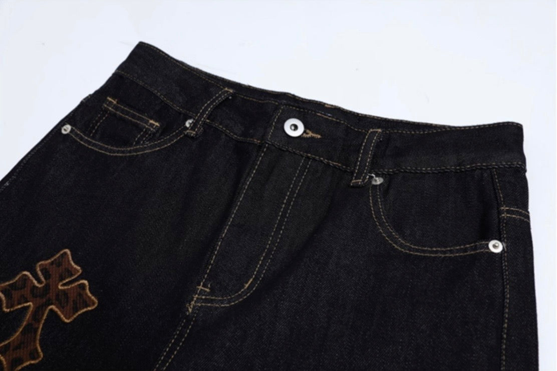 クロスパッチワイドデニムパンツ znk000109