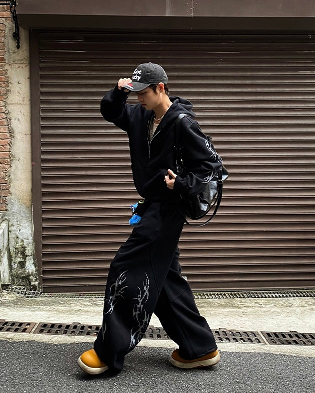 トライバルプリントワイドスウェットパンツ znk000145