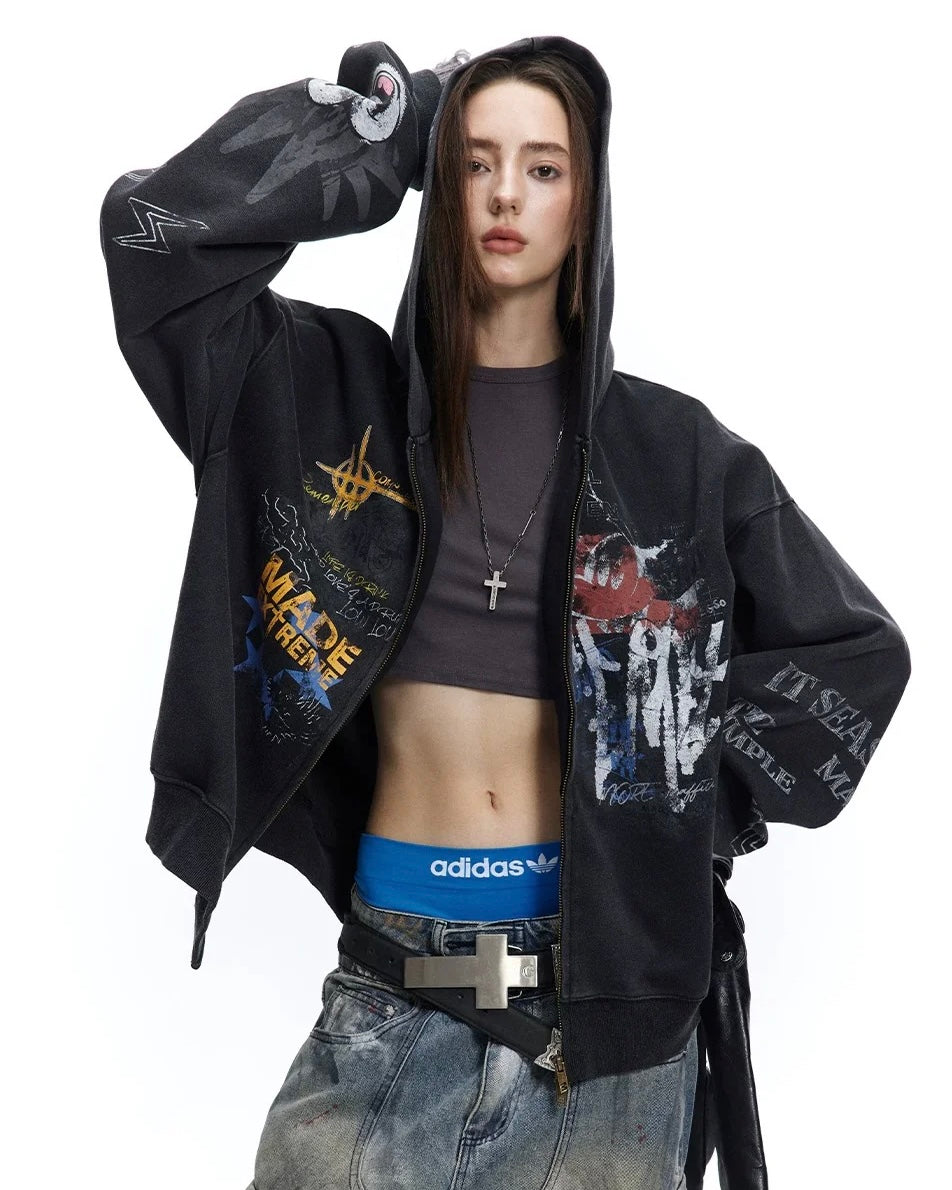 ペイントグラフィックジップパーカー znk000081