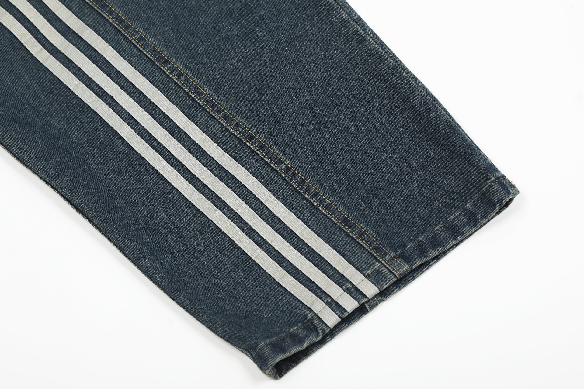 【2color】サイドライン×ダメージ加工 ワイドデニムパンツ SS-000296