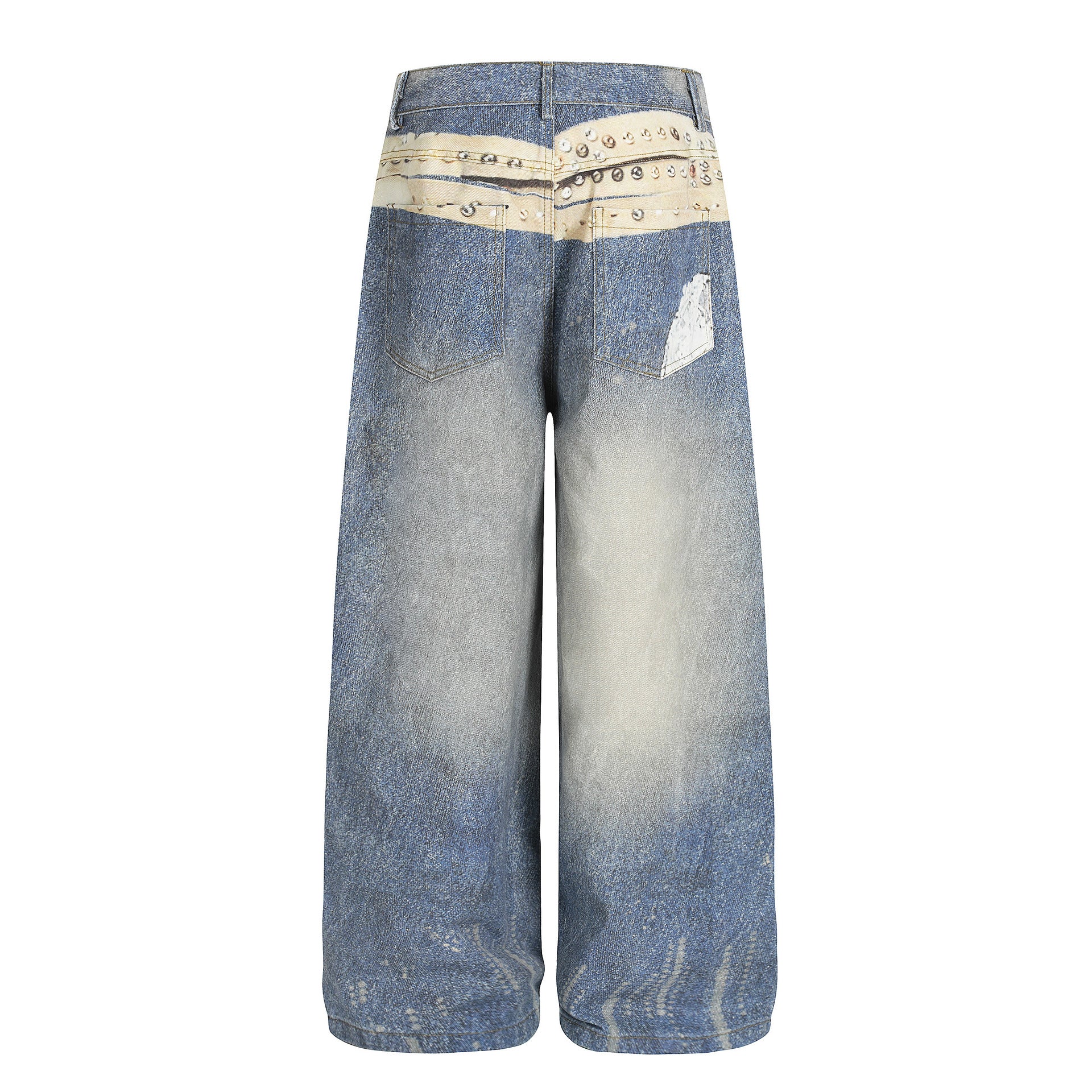Wash Graphic Wide Denim Pants znk000280