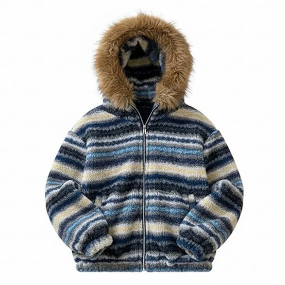 ファーフードボーダーボアブルゾン znk000175