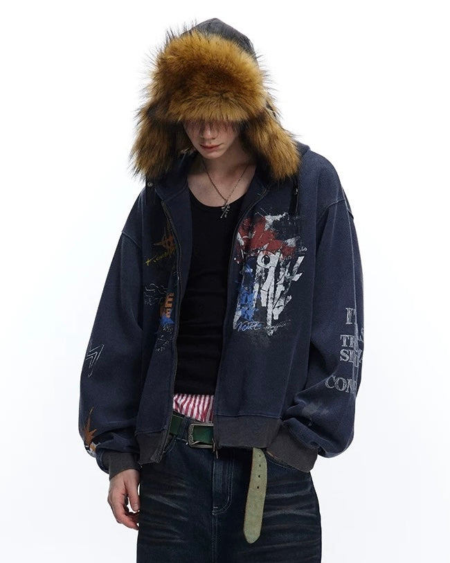 ペイントグラフィックジップパーカー znk000081