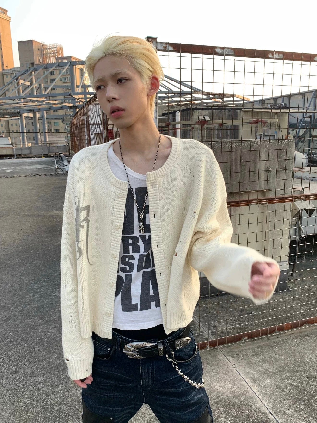 ダメージニットカーディガン znk000151