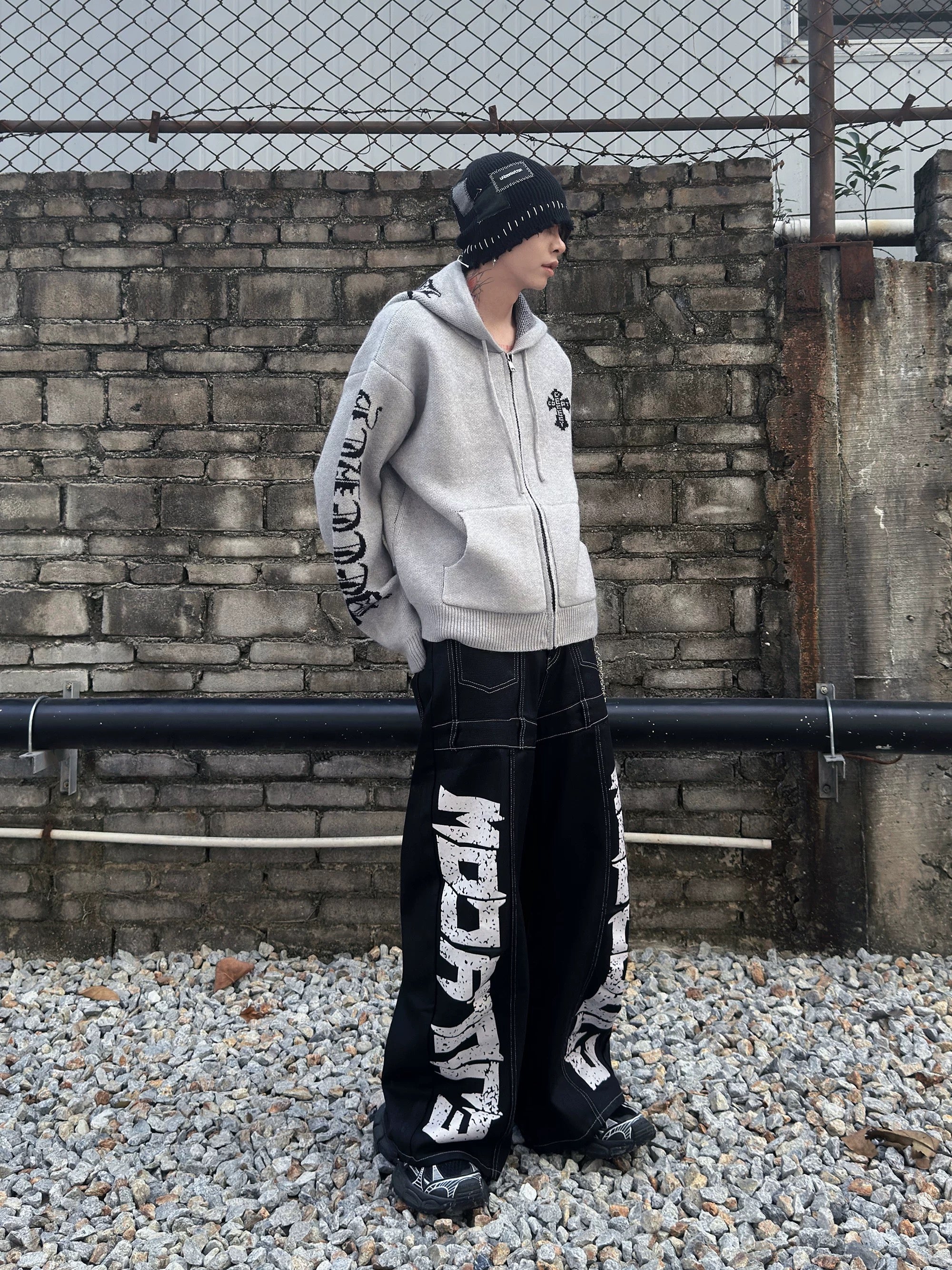 クロスロゴジップアップニットフーディ znk000080