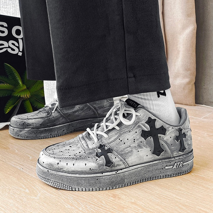 クロスパッチヴィンテージ厚底スニーカー znk000033