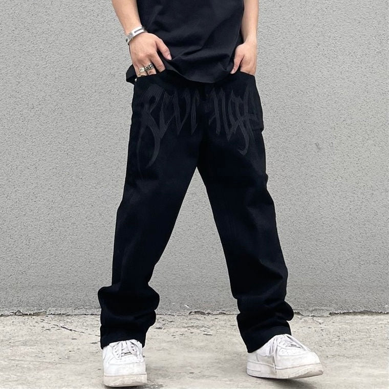 ロゴ刺繍ストレートパンツ znk000045