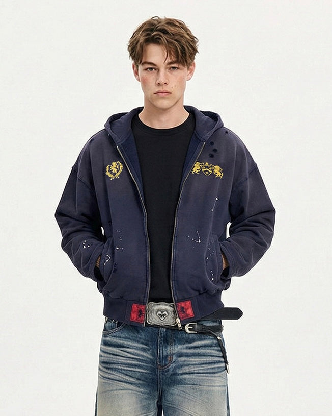 Vintage Crest Zip Hoodie znk000265