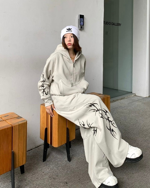 トライバルプリントワイドスウェットパンツ znk000145