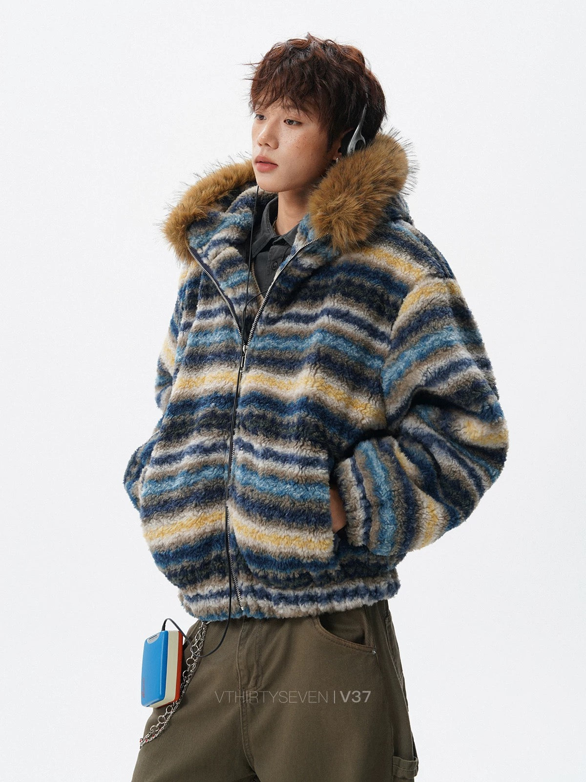 ファーフードボーダーボアブルゾン znk000175