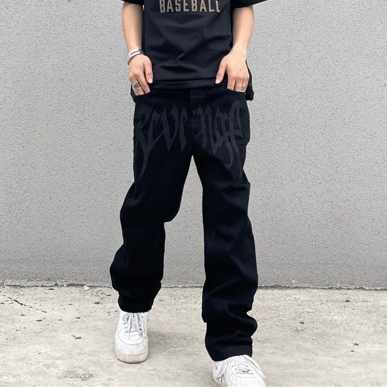 ロゴ刺繍ストレートパンツ znk000045