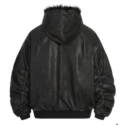 レザー ファーフーディージャケット znk000004