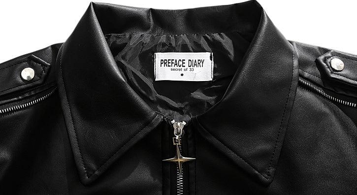 スターモチーフフェイクレザーブルゾン znk000123