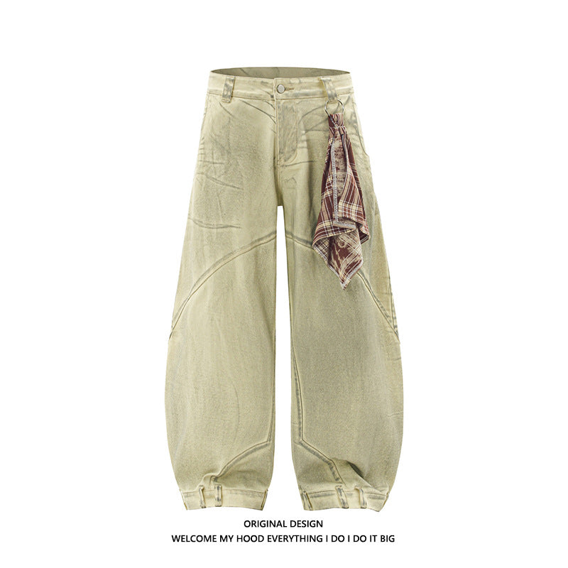 ヴィンテージ風 ワイドデニムパンツ 裾絞り バルーンデニム SS-000326