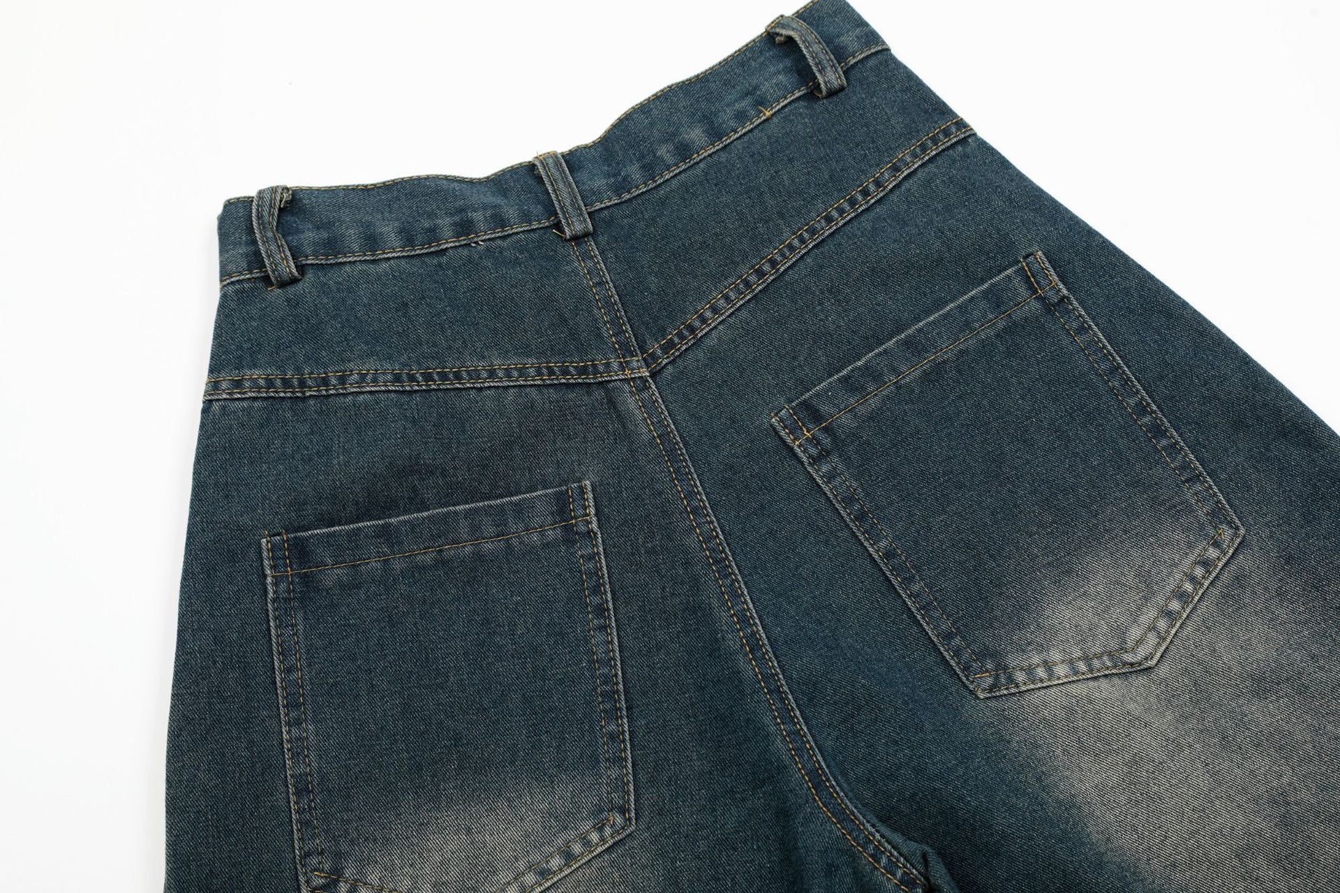 【2color】サイドライン×ダメージ加工 ワイドデニムパンツ SS-000296