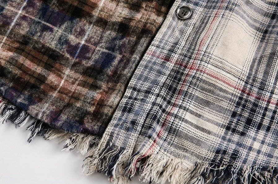 Distressed Patchwork Flannel Shirt znk000289