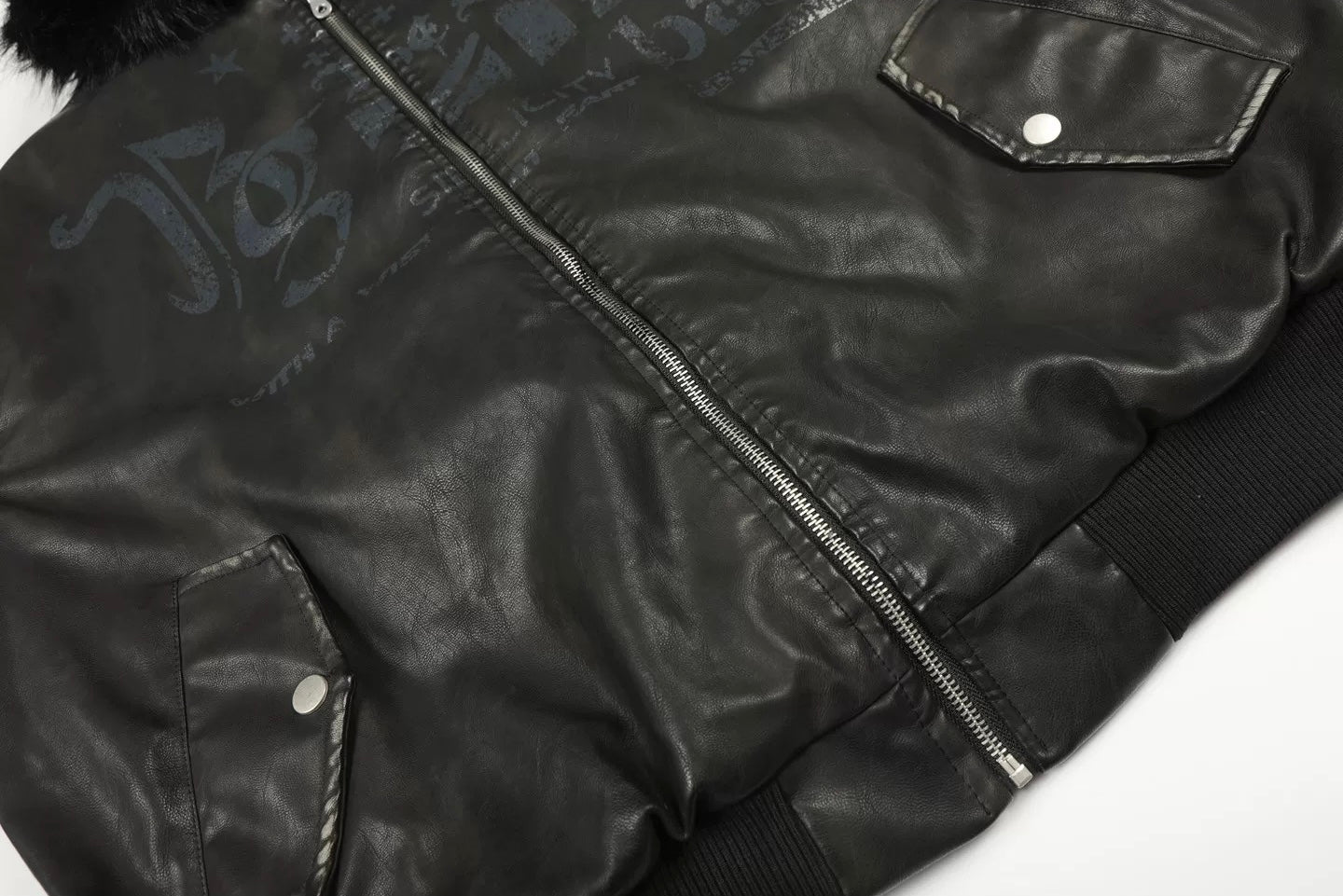 レザー ファーフーディージャケット　znk000004