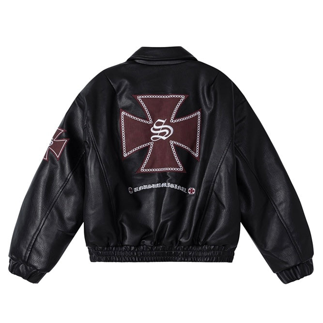 クロスエンブレムフェイクレザーブルゾン znk000066