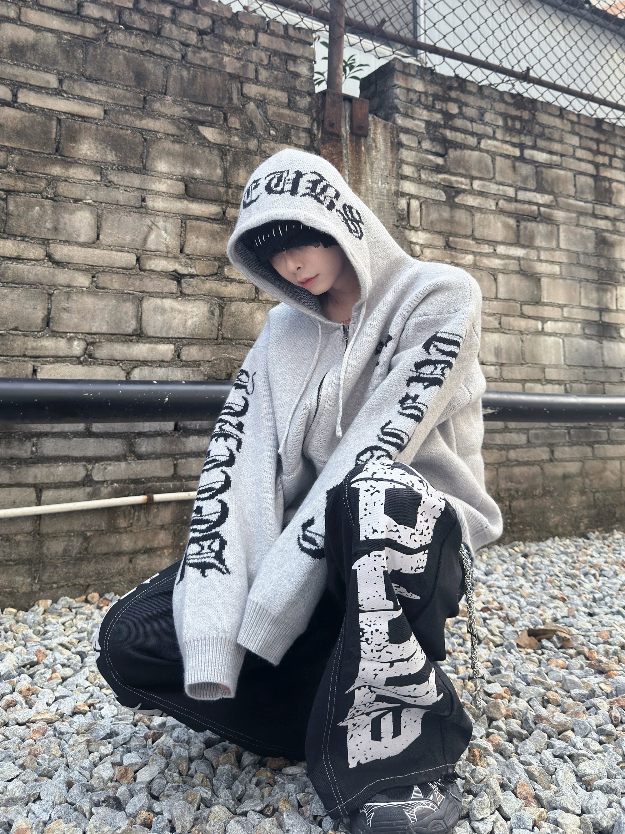 クロスロゴジップアップニットフーディ znk000080