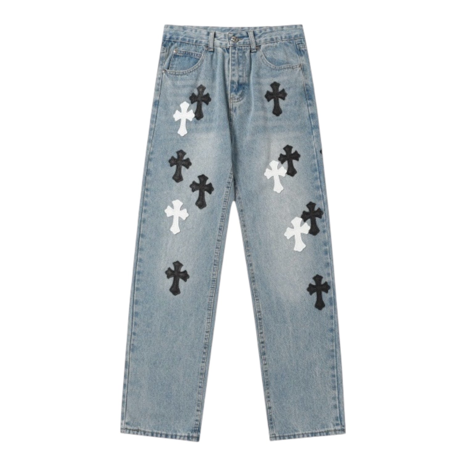 Cross Patch Wide Leg Denim znk000247