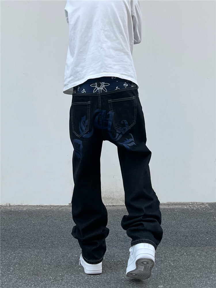 バンダナデザインデニムパンツ znk000043