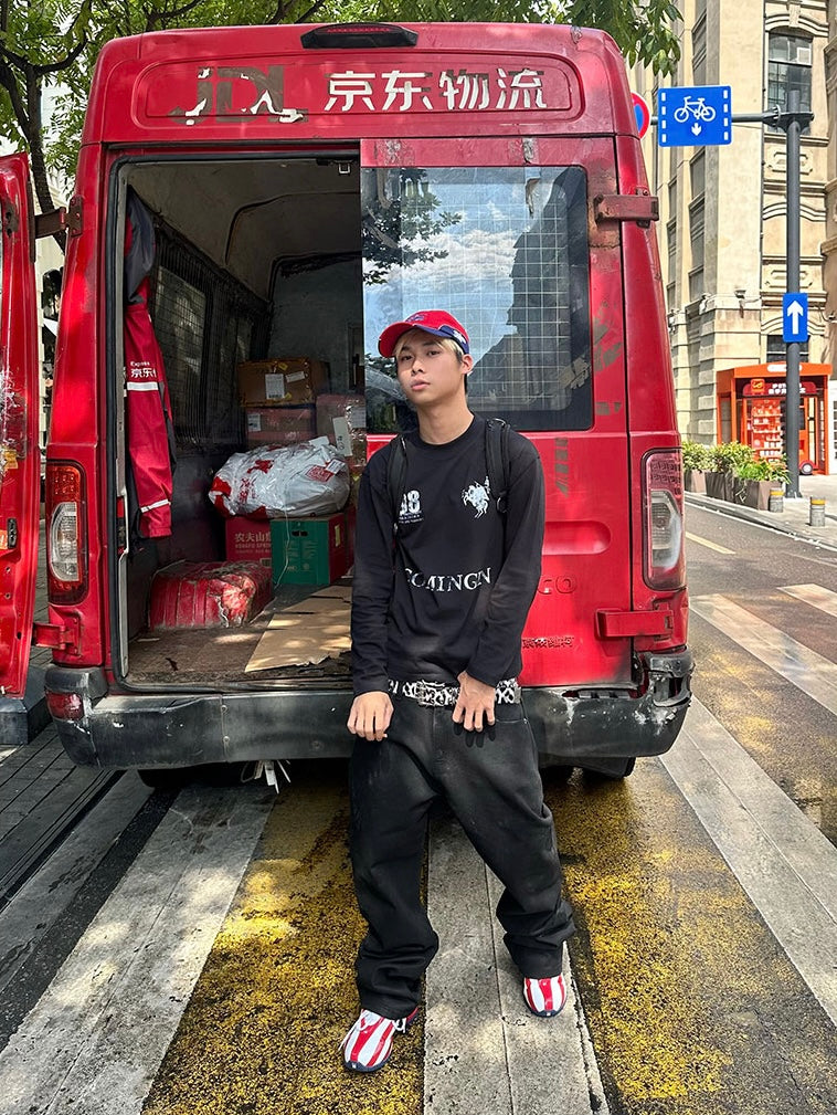 クラッシュプリント ロングスリーブTシャツznk000098