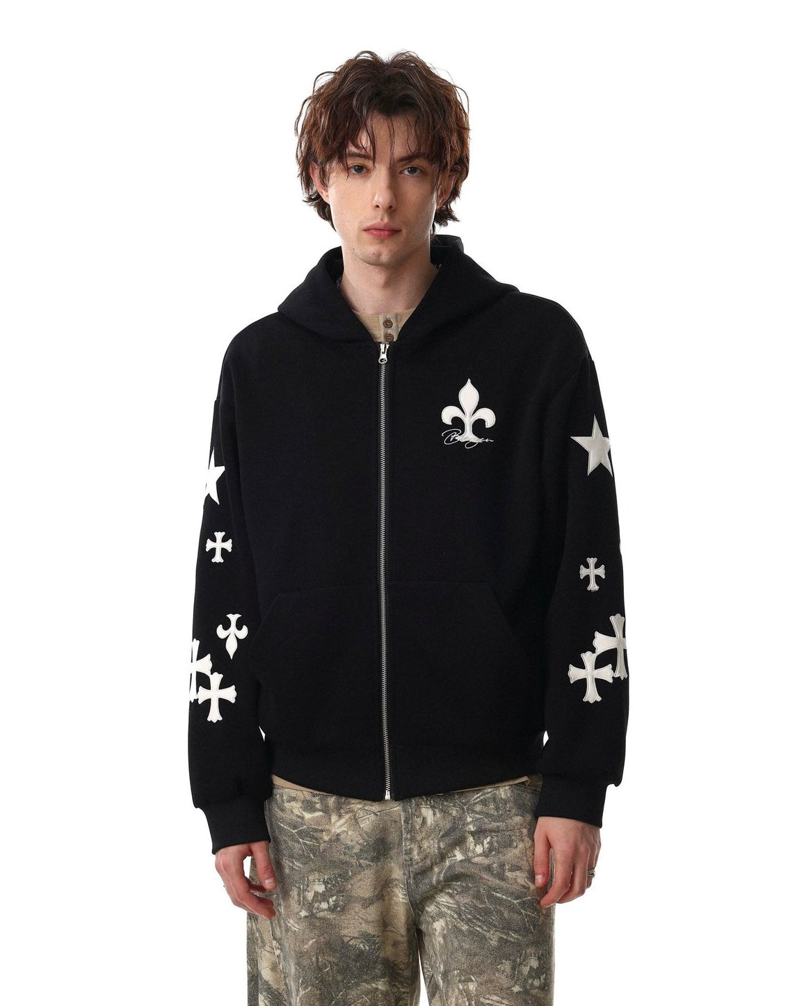 Contrast Cross Oversized Hoodie znk000288