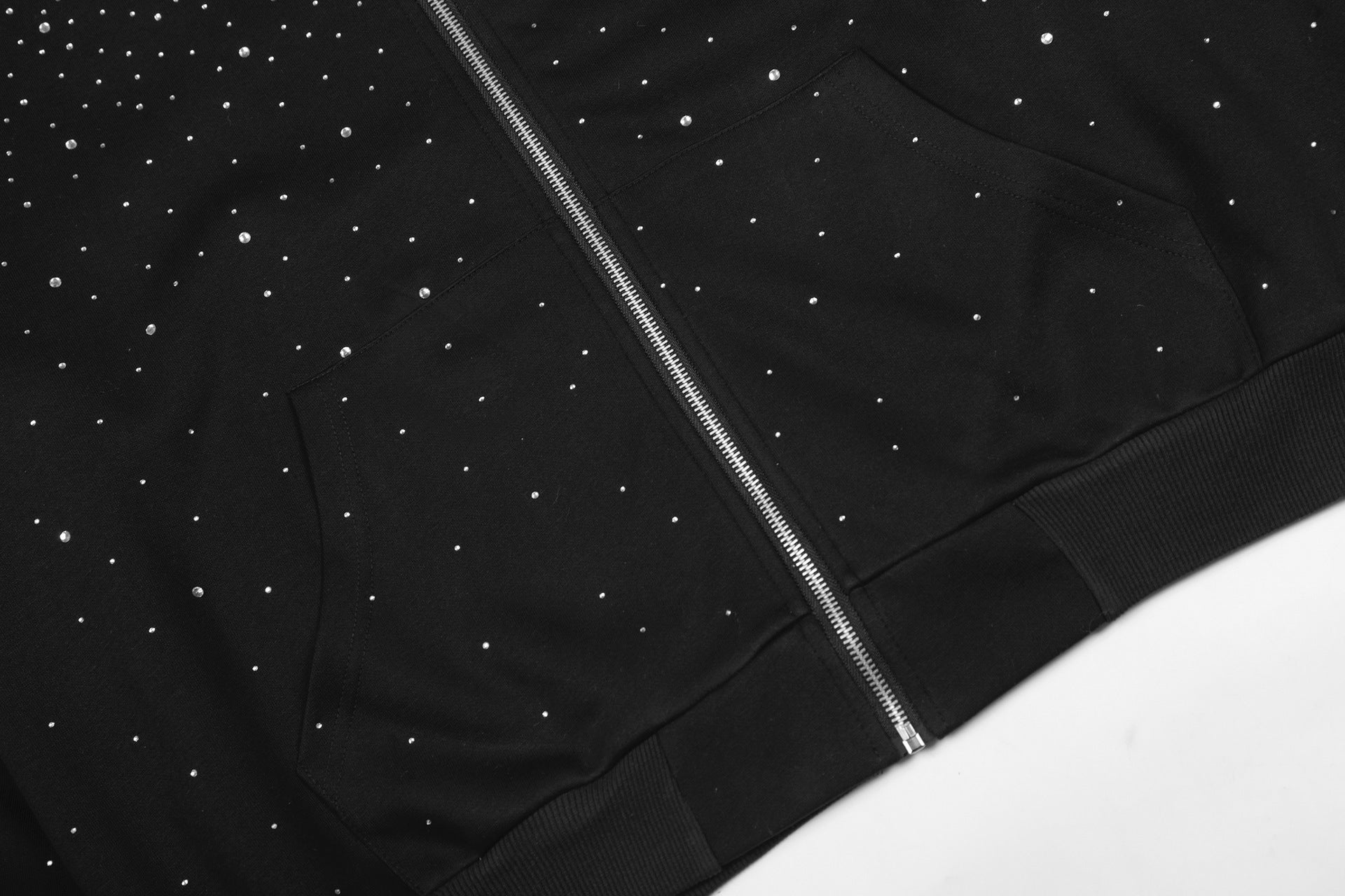 Rhinestone Cross Zip-Up Hoodie znk000241