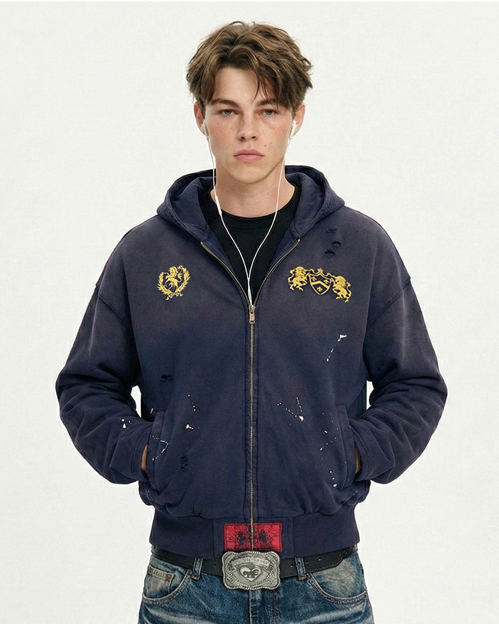 Vintage Crest Zip Hoodie znk000265