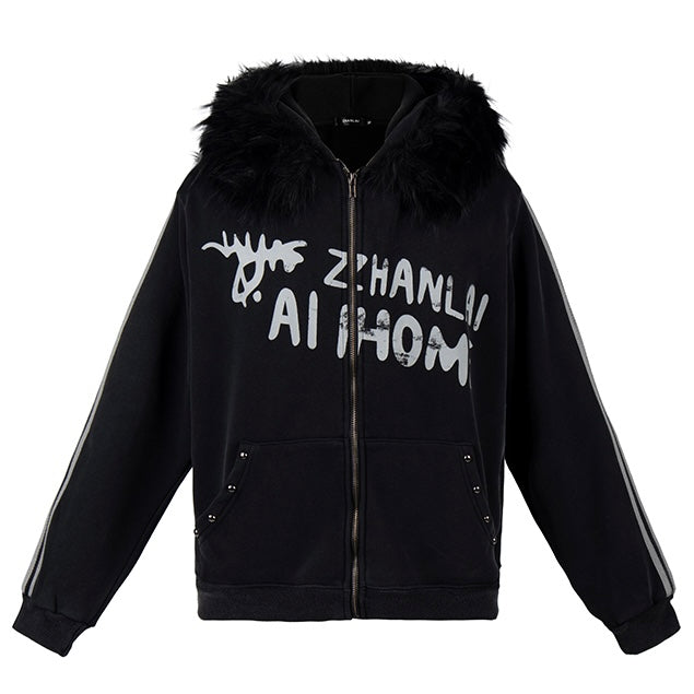 ファーフードグラデーションジップパーカー znk000065