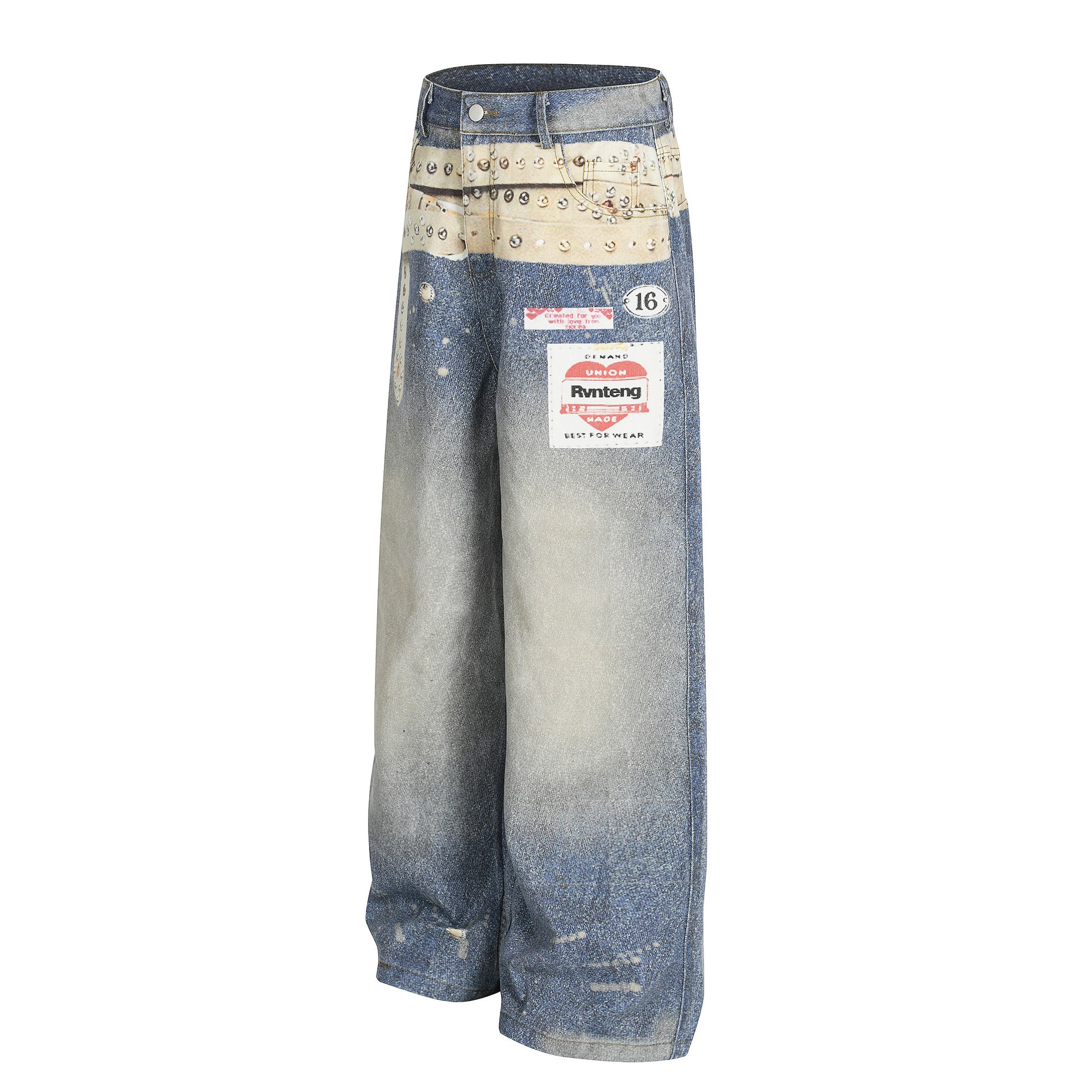 Wash Graphic Wide Denim Pants znk000280