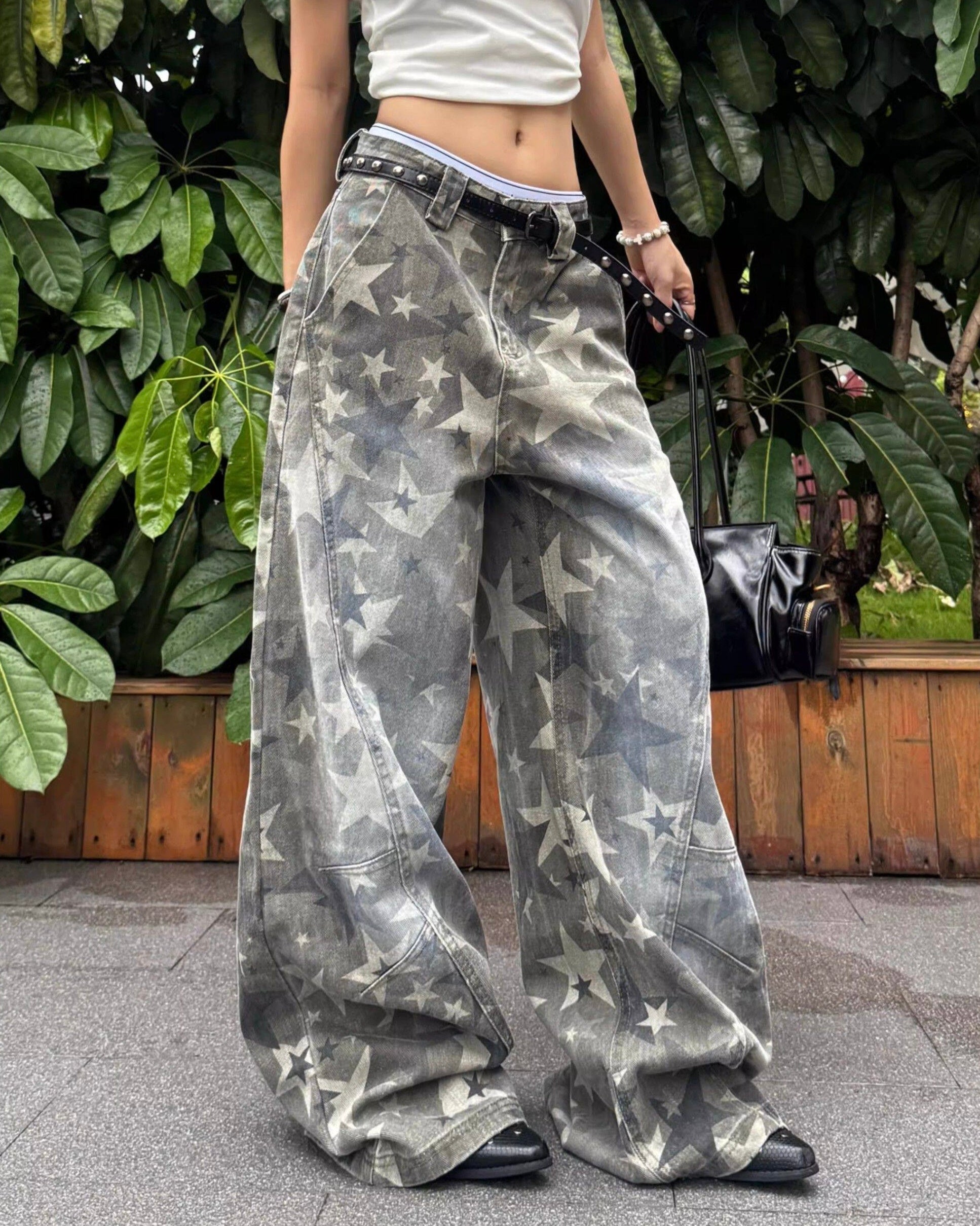 スターデザインワイドデニムパンツ znk000178