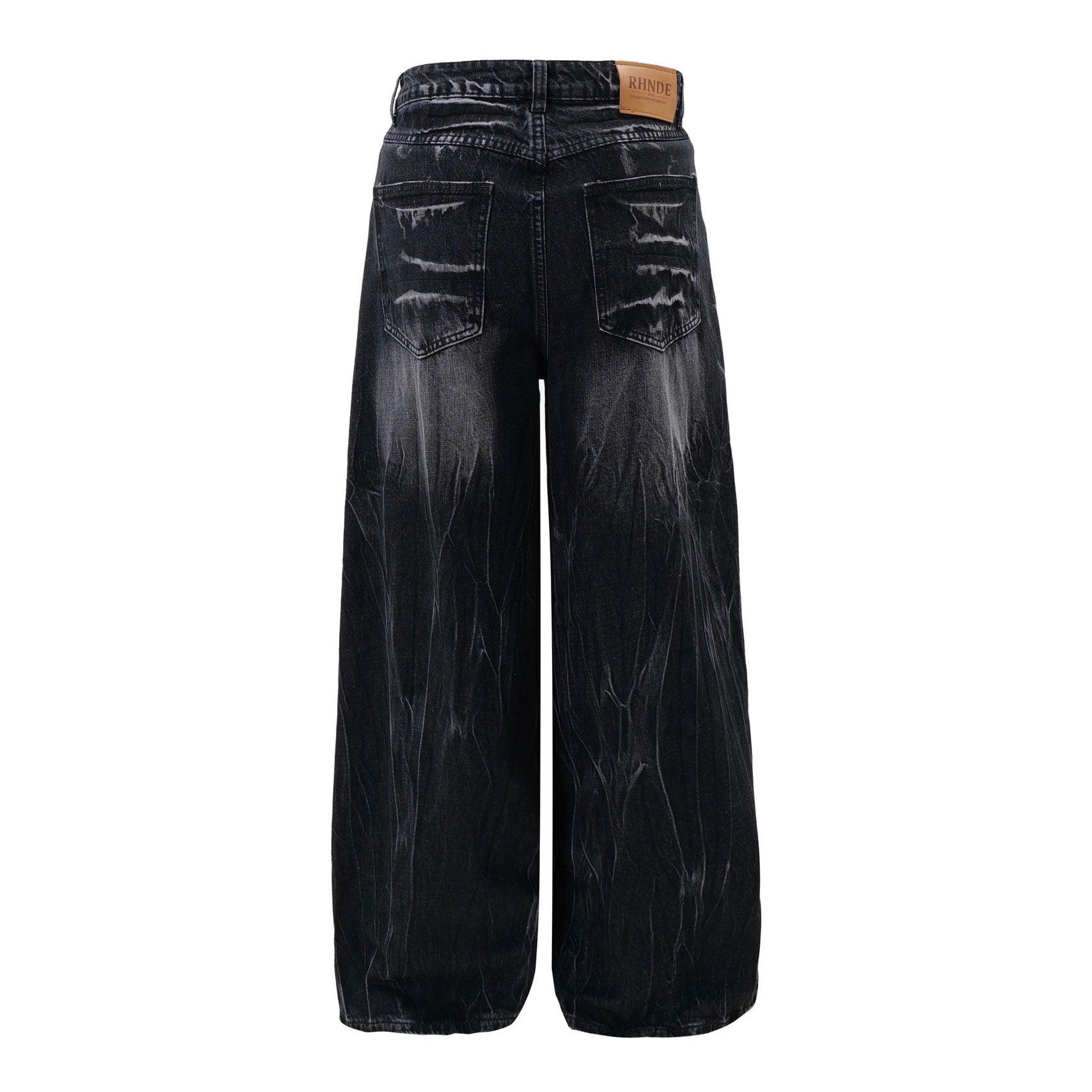 Black Washed Wide Leg Jeans znk000274