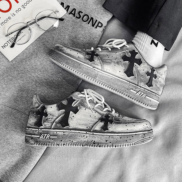 クロスパッチヴィンテージ厚底スニーカー znk000033