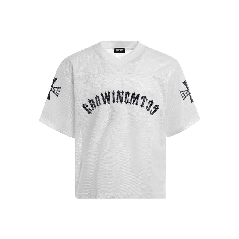 【3color】ロゴ入りメッシュTシャツ｜オーバーサイズ×バッククロスデザイン｜ユニセックスアイテム SS-000300