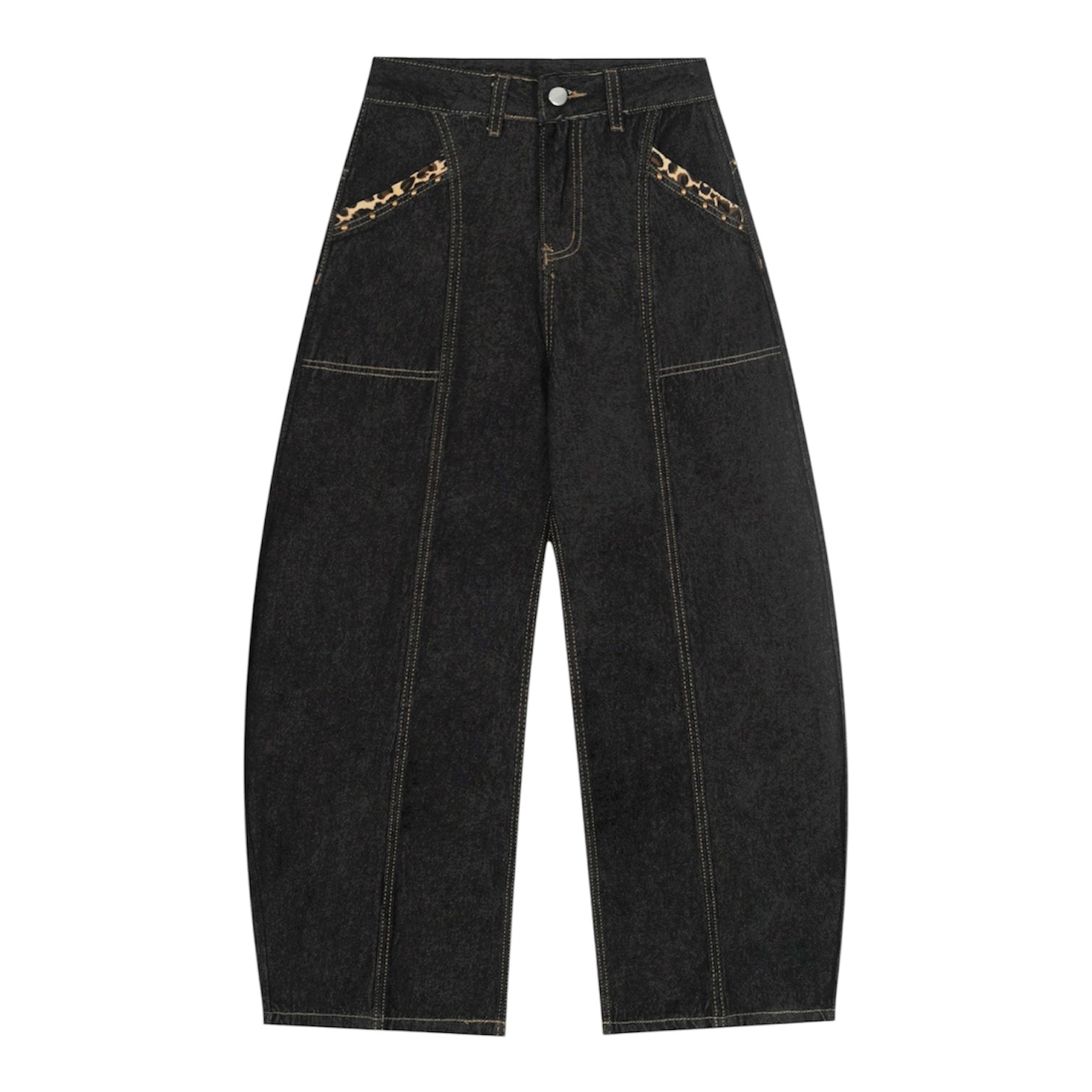 Gold Embroidery Wide Leg Denim znk000269