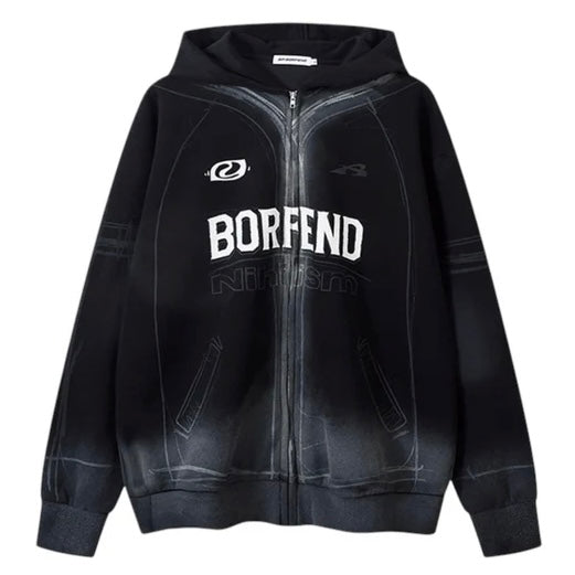 ストリート ジップパーカー BORFEND バックナンバー ロゴ入り フーディ SS-000690