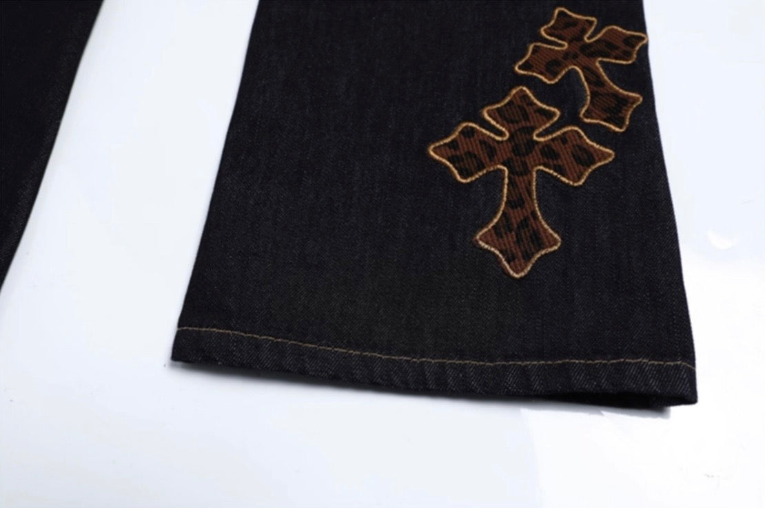 クロスパッチワイドデニムパンツ znk000109