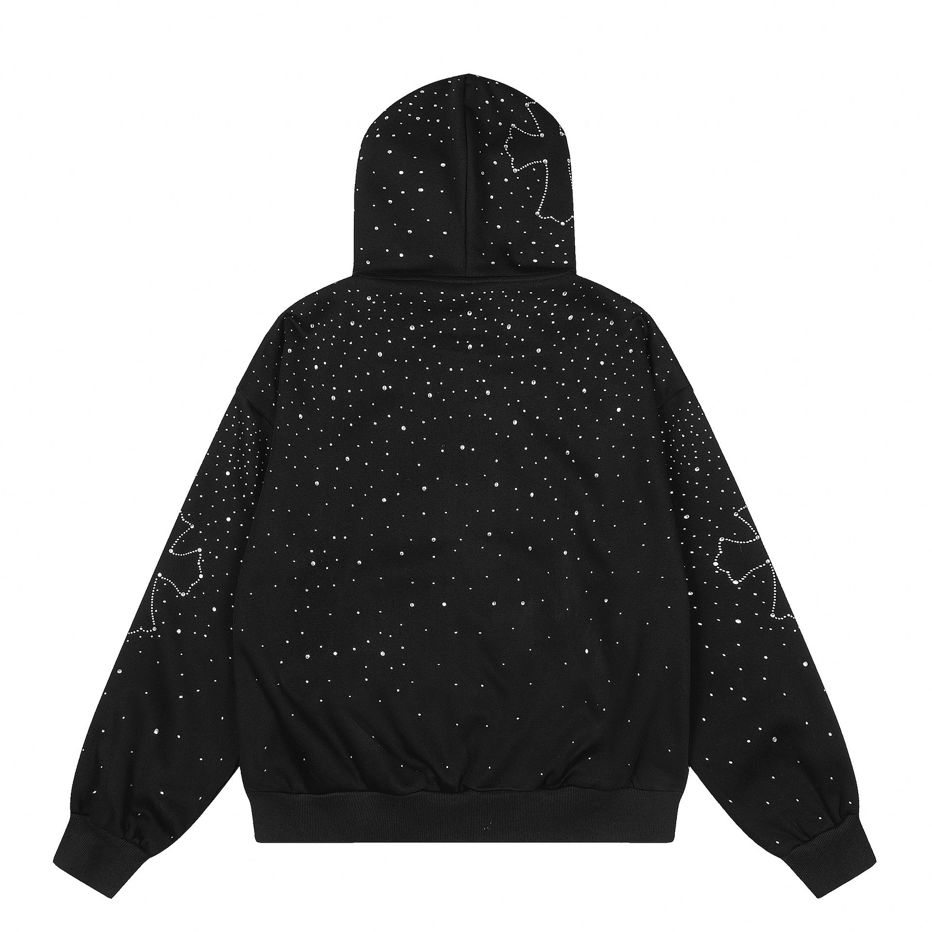 Rhinestone Cross Zip-Up Hoodie znk000241