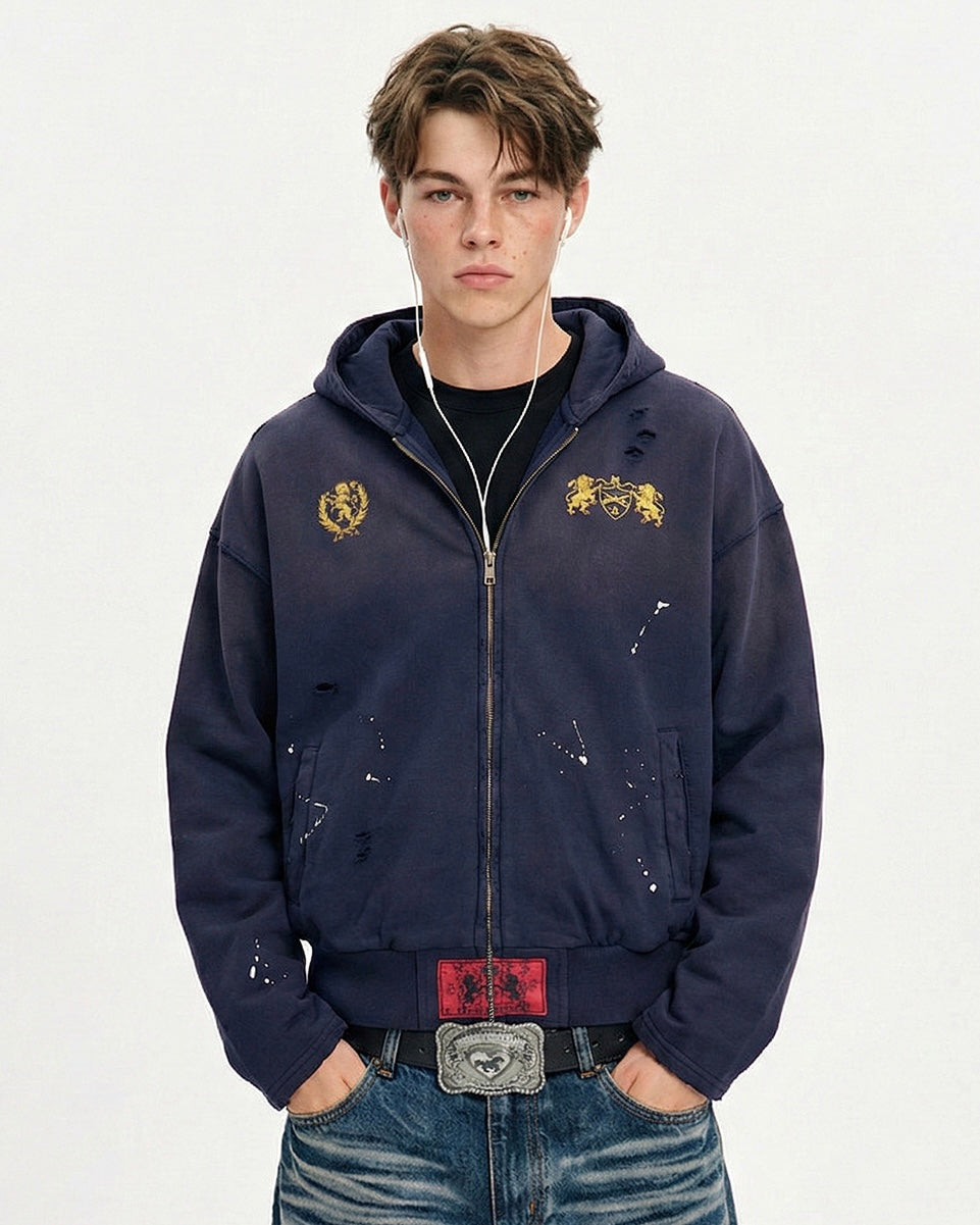 Vintage Crest Zip Hoodie znk000265