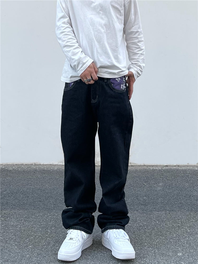 バンダナデザインデニムパンツ znk000043