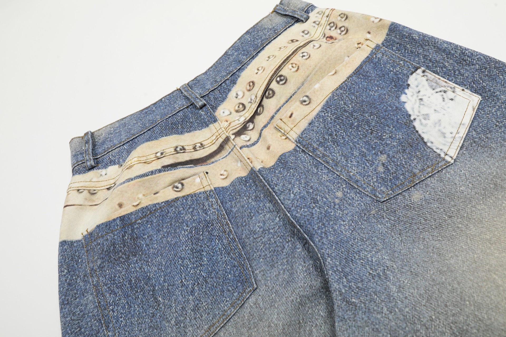 Wash Graphic Wide Denim Pants znk000280