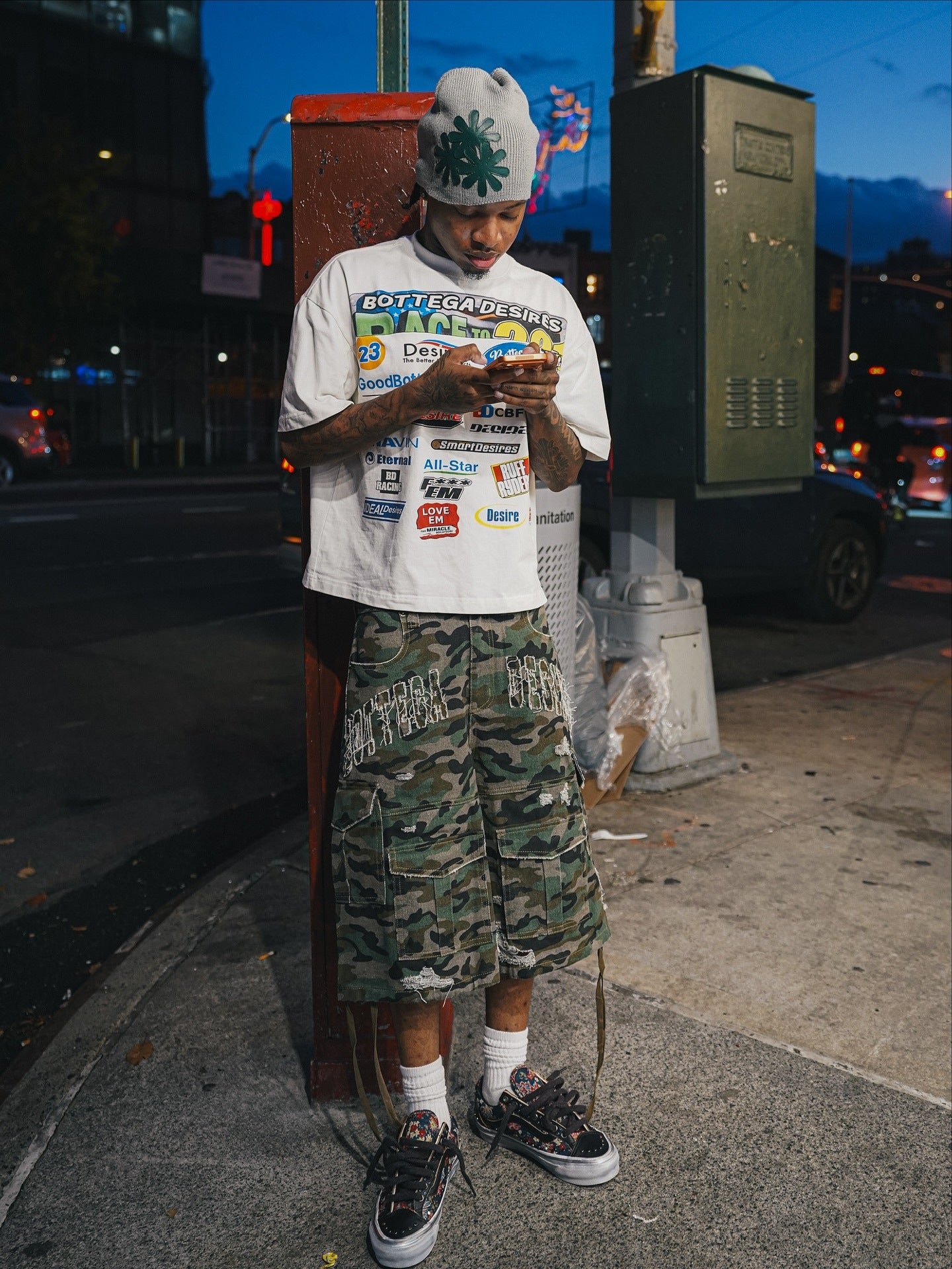 Camo Cargo Wide Shorts znk000281