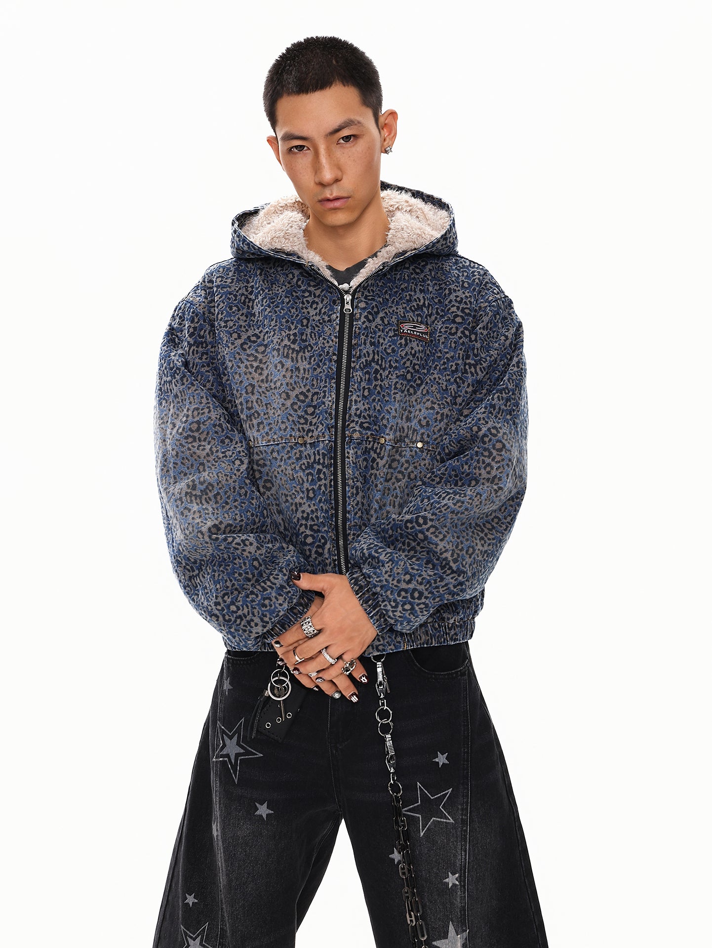 ブルーレオパードボアジャケット znk000067