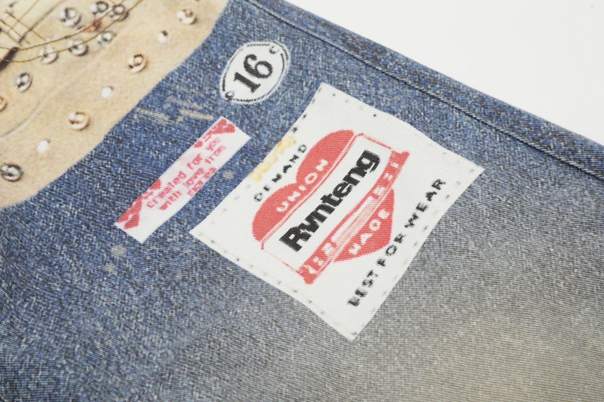 Wash Graphic Wide Denim Pants znk000280