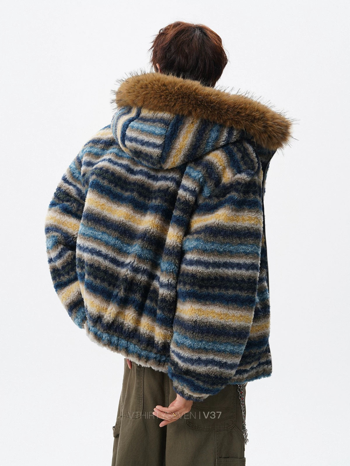 ファーフードボーダーボアブルゾン znk000175