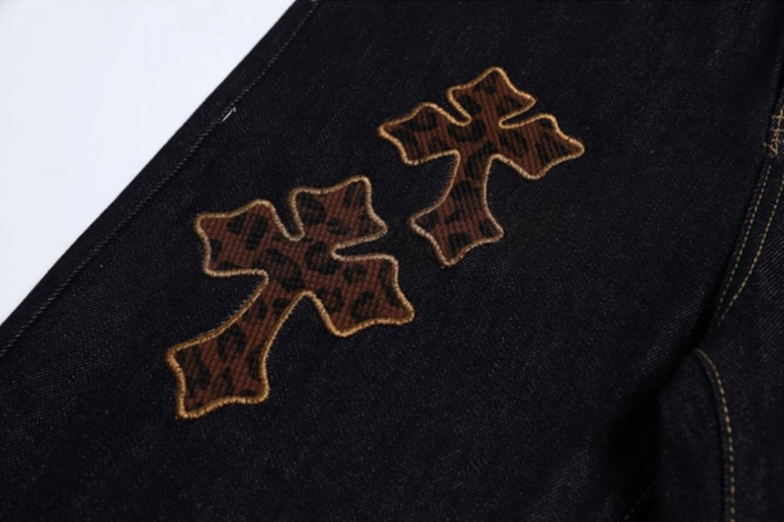 クロスパッチワイドデニムパンツ znk000109