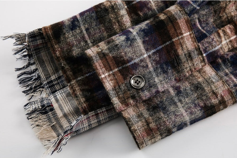 Distressed Patchwork Flannel Shirt znk000289